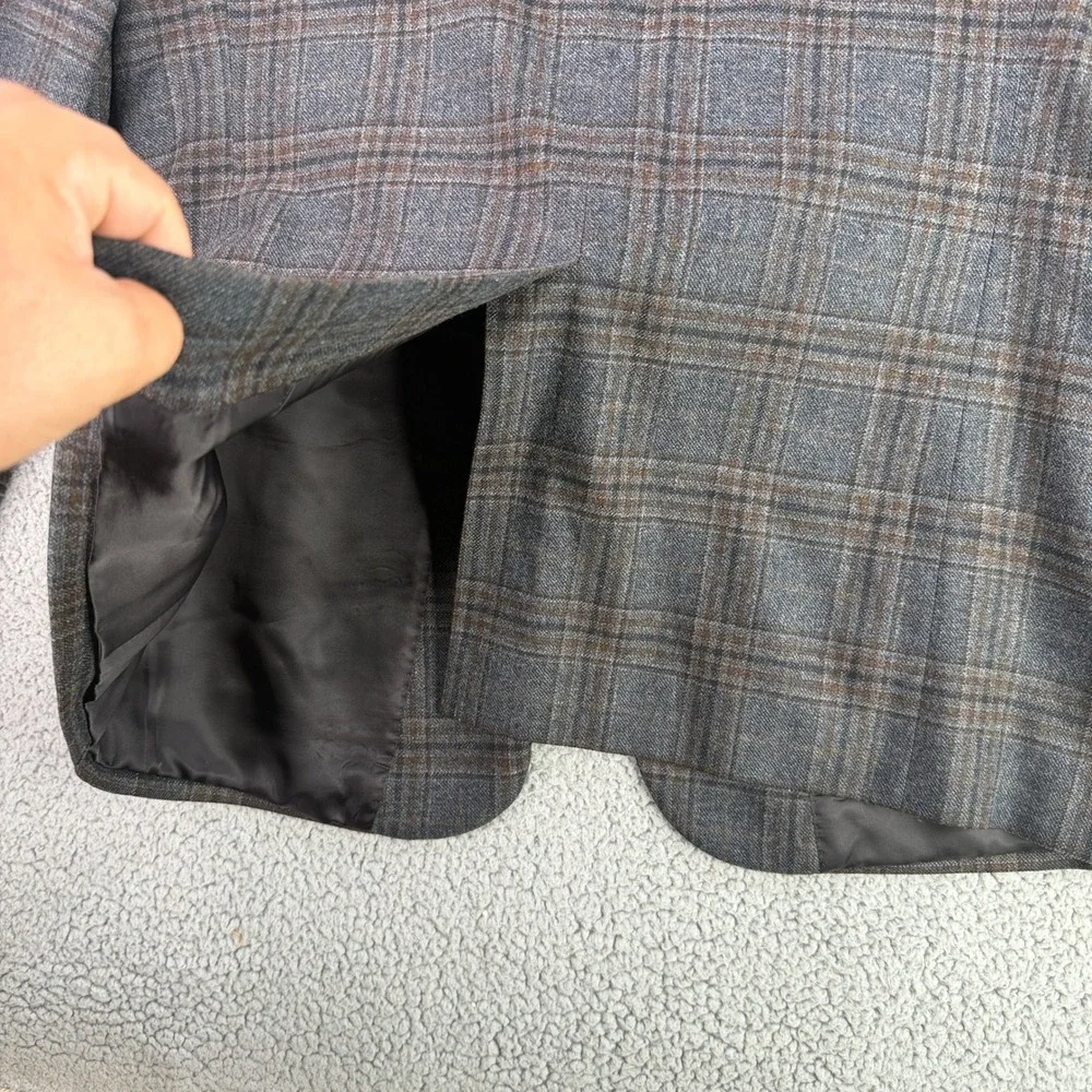 Brooks Brothers Sport Coat Mens 46L Gray Plaid Madison Wool Lanificio di Pray